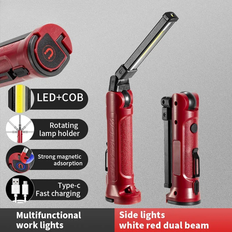Outdoor Camping Vehicle - Lampe de travail LED COB rechargeable,