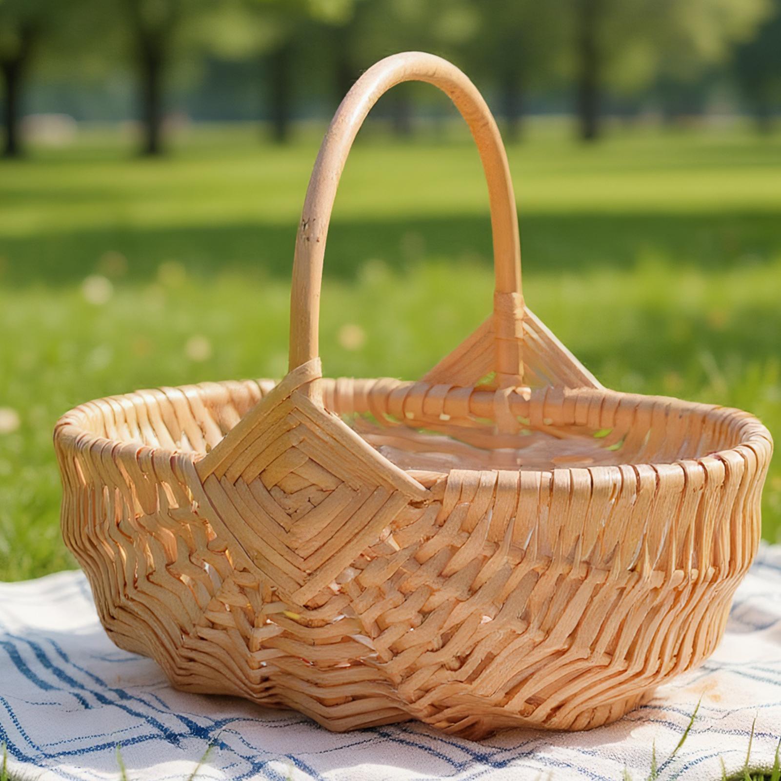 Outdoor Camping Activities - Panier de pique-nique en osier tissé